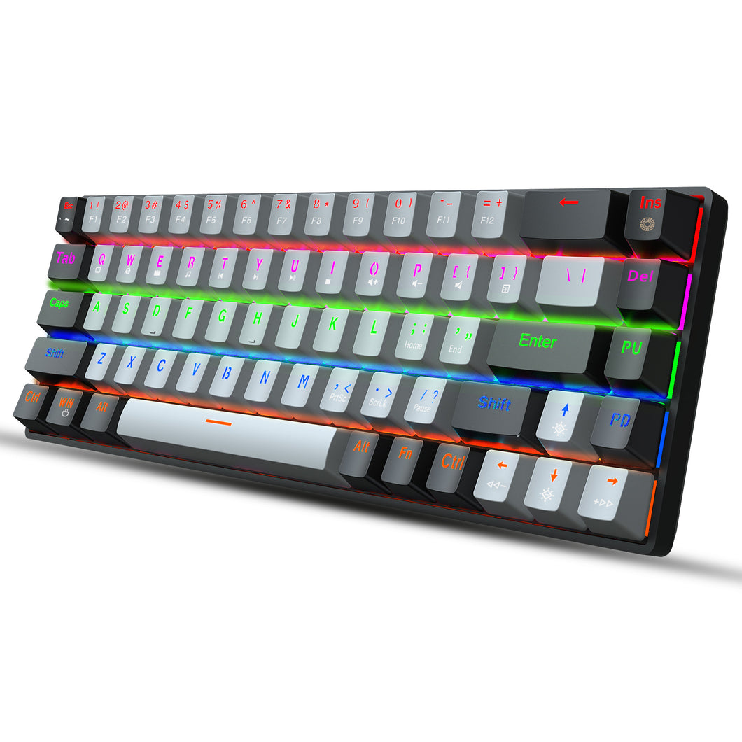 68-key Axis Mechanical Keyboard Dual Color Rgb Backlit Gaming  Keyboard