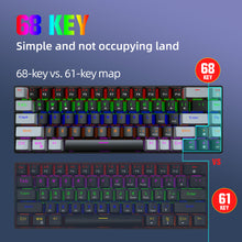 Carica l&#39;immagine nel visualizzatore di Gallery, 68-key Axis Mechanical Keyboard Dual Color Rgb Backlit Gaming  Keyboard
