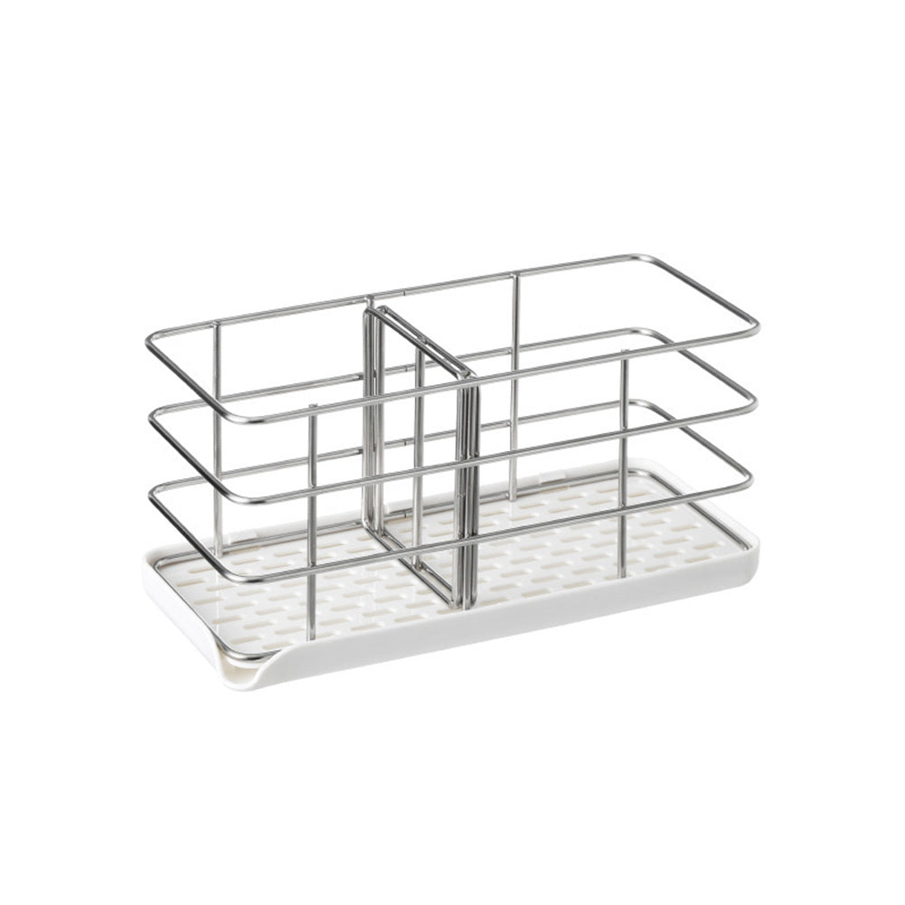 Drainer  Rack Stainless Steel Kitchen Sink Storage Rack Sponge Holder Kitchen Accessories White drip tray