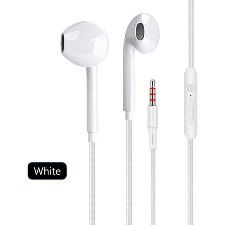 Earphone Universal In-ear Stereo Subwoofer In-line Type Wired Headset (with Microphone) White