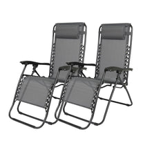 Cargar imagen en el visor de la galería, Dcplan zero gravity lounge chair Set 2 Pack Adjustable Folding Lounge Recliners for Patio Outdoor Yard Beach Pool color (charcoal grey) 93*22*65
