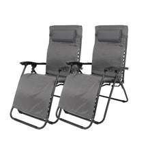 Cargar imagen en el visor de la galería, Dcplan zero gravity lounge chair Set 2 Pack Adjustable Folding Lounge Recliners for Patio Outdoor Yard Beach Pool color (charcoal grey) 93*22*65
