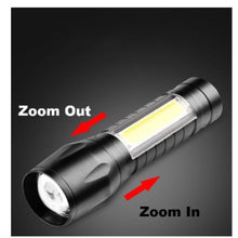 Cargar imagen en el visor de la galería, 3 Mode Usb Rechargeable High-power Flashlight Mini Led Flashlight Torch Light Xml Xpr+1*cob Led Aluminum flashlight + USB cable + box
