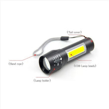 Cargar imagen en el visor de la galería, 3 Mode Usb Rechargeable High-power Flashlight Mini Led Flashlight Torch Light Xml Xpr+1*cob Led Aluminum flashlight + USB cable + box
