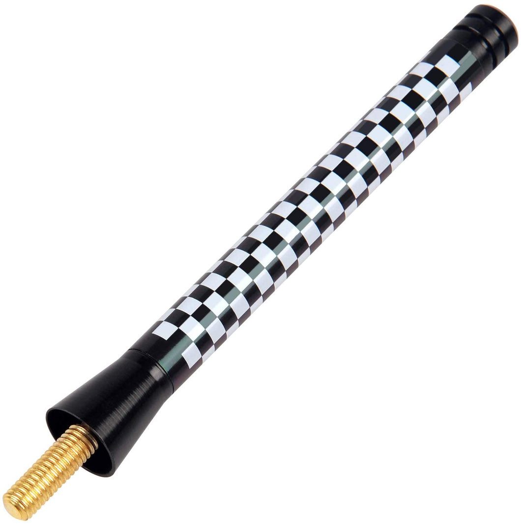 Antenna Mini Car Universal Radio Antenna Colorful Pattern Car Decoration Modified Antenna Black and white plaid_7.7cm