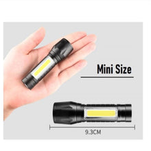 Load image into Gallery viewer, 3 Mode Usb Rechargeable High-power Flashlight Mini Led Flashlight Torch Light Xml Xpr+1*cob Led Aluminum flashlight + USB cable + box
