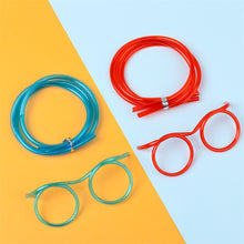 Lade das Bild in den Galerie-Viewer, Creative Funny Glasses  Straw Novelty Eye Glasses Style Reusable Loop Drinking Straw Blue
