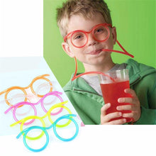 Lade das Bild in den Galerie-Viewer, Creative Funny Glasses  Straw Novelty Eye Glasses Style Reusable Loop Drinking Straw Blue
