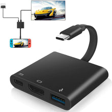 Cargar imagen en el visor de la galería, Type C To Hdmi-compatible Cable  Adapter Usb3.0 Pd 3 In 1 Flat Cable Support 4k Black
