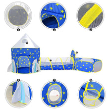 Cargar imagen en el visor de la galería, 3 In 1 Rocket Ship Game Tent Indoor Outdoor Tunnel Ball Pit With Hoop Set For Kids Blue
