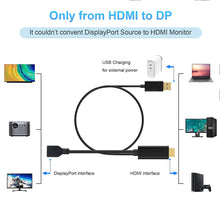 Last inn bildet i Galleri-visningsprogrammet, Hdmi-compatible To Displayport Display Adapter With Usb Power Hdmi-compatible Male To DP Female Adapter 1.8m
