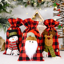 Carica l&#39;immagine nel visualizzatore di Gallery, Fabric Plaid Christmas Candy Gift  Bag Pocket Gift Christmas Ornaments For Children santa claus
