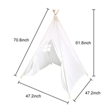 Carica l&#39;immagine nel visualizzatore di Gallery, Children  Play  Tent Indoor Outdoor Foldable Well-ventilated Window Teepee Tent For Kids White
