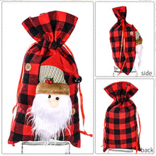 Carica l&#39;immagine nel visualizzatore di Gallery, Fabric Plaid Christmas Candy Gift  Bag Pocket Gift Christmas Ornaments For Children santa claus
