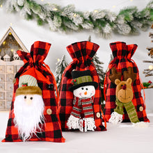 Carica l&#39;immagine nel visualizzatore di Gallery, Fabric Plaid Christmas Candy Gift  Bag Pocket Gift Christmas Ornaments For Children santa claus
