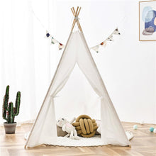 Cargar imagen en el visor de la galería, Children  Play  Tent Indoor Outdoor Foldable Well-ventilated Window Teepee Tent For Kids White
