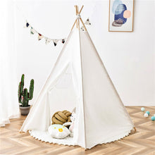 Cargar imagen en el visor de la galería, Children  Play  Tent Indoor Outdoor Foldable Well-ventilated Window Teepee Tent For Kids White
