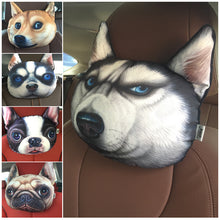 Load image into Gallery viewer, Plush  Car  Headrest Dog Pattern Black Husky Bully Dog 3d Cartoon Personality Creative Seat Neck Pillow Husky
