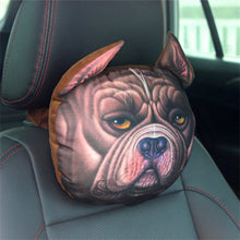 Load image into Gallery viewer, Plush  Car  Headrest Dog Pattern Black Husky Bully Dog 3d Cartoon Personality Creative Seat Neck Pillow Husky
